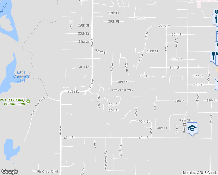 map of restaurants, bars, coffee shops, grocery stores, and more near 2008 Down Jones Way in Anacortes