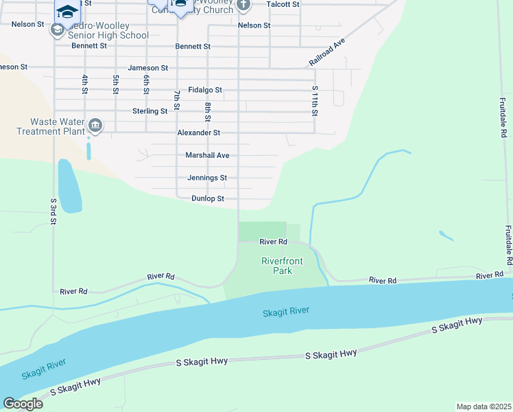 map of restaurants, bars, coffee shops, grocery stores, and more near 925 Dunlop Avenue in Sedro-Woolley