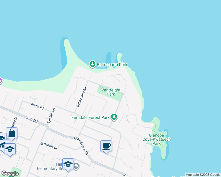 map of restaurants, bars, coffee shops, grocery stores, and more near Leyns Road in Capital Regional District