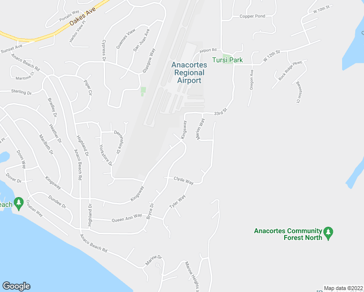 map of restaurants, bars, coffee shops, grocery stores, and more near 4201 Kingsway in Anacortes