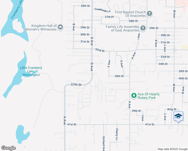 map of restaurants, bars, coffee shops, grocery stores, and more near 3515 D Ave in Anacortes
