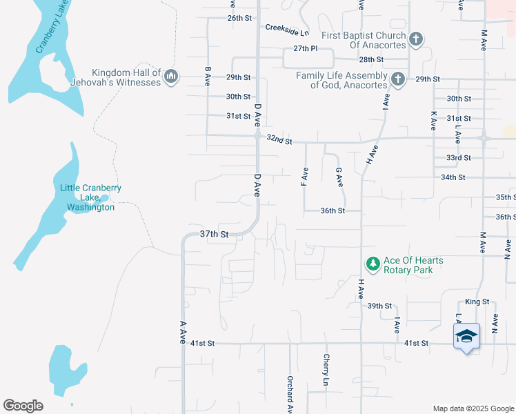 map of restaurants, bars, coffee shops, grocery stores, and more near 3515 D Avenue in Anacortes