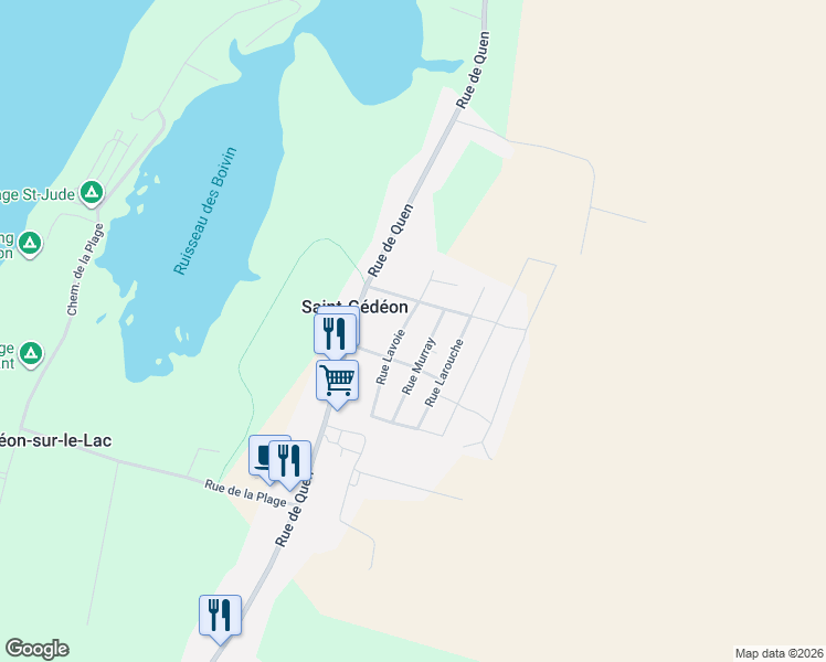 map of restaurants, bars, coffee shops, grocery stores, and more near 109 Rue Lavoie in Saint-Gédéon