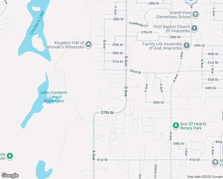 map of restaurants, bars, coffee shops, grocery stores, and more near 2308 Vista Lane in Anacortes