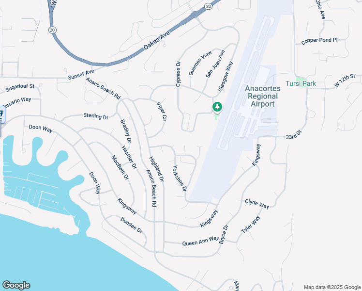 map of restaurants, bars, coffee shops, grocery stores, and more near 2206 Bane Place in Anacortes