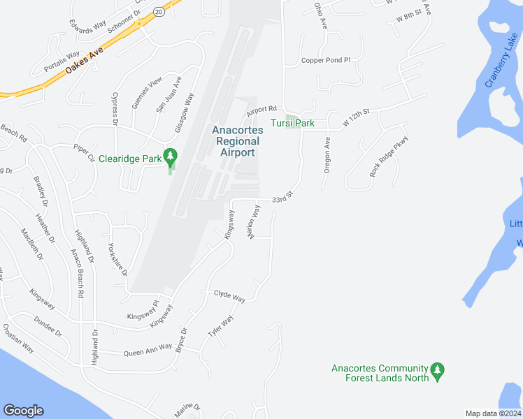 map of restaurants, bars, coffee shops, grocery stores, and more near 3409 Marion Way in Anacortes