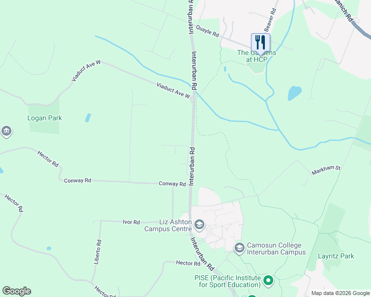 map of restaurants, bars, coffee shops, grocery stores, and more near 4578-4578 Hughes Road in Victoria