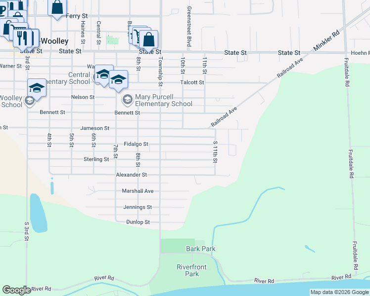 map of restaurants, bars, coffee shops, grocery stores, and more near 936 Fidalgo Street in Sedro-Woolley