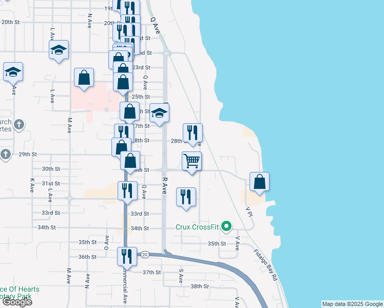 map of restaurants, bars, coffee shops, grocery stores, and more near in Anacortes