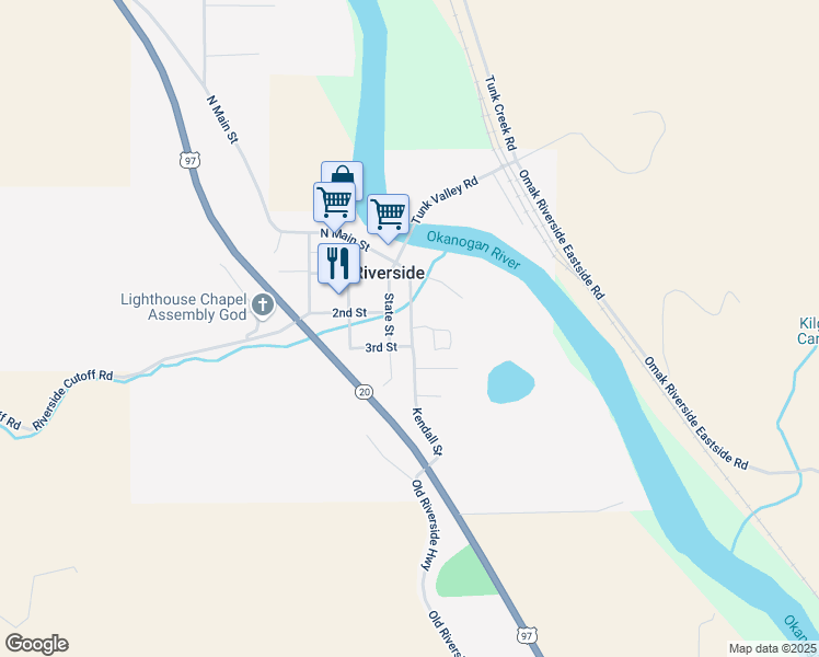 map of restaurants, bars, coffee shops, grocery stores, and more near 202 Kendall Street in Riverside