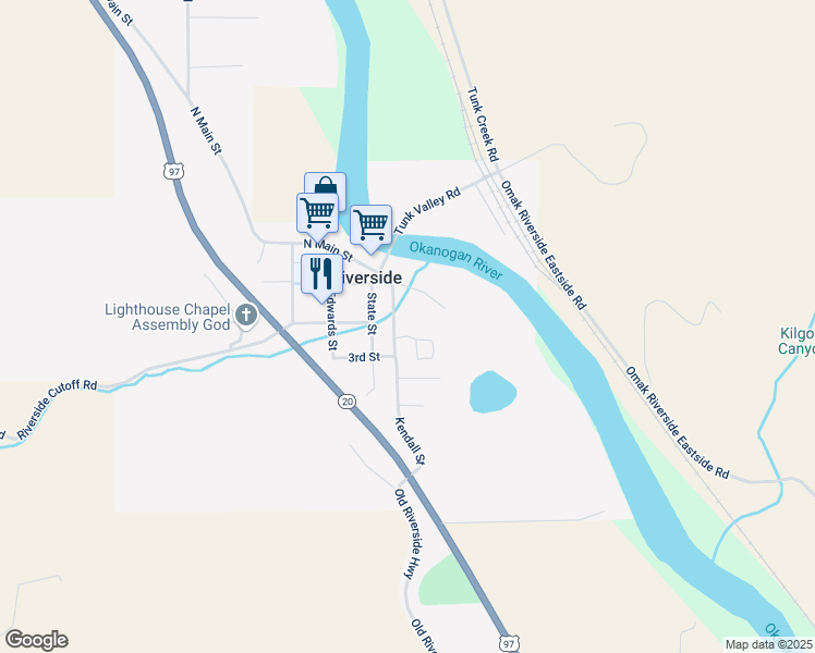 map of restaurants, bars, coffee shops, grocery stores, and more near 202 Kendall Street in Riverside