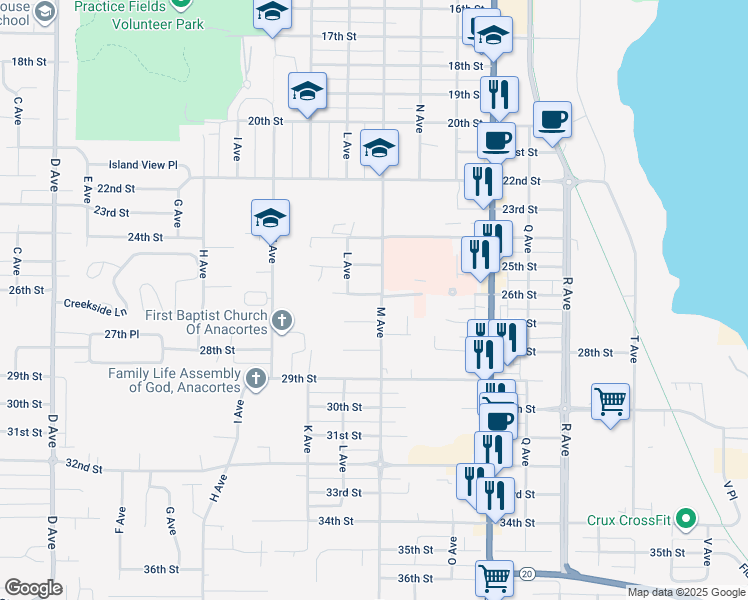 map of restaurants, bars, coffee shops, grocery stores, and more near in Anacortes
