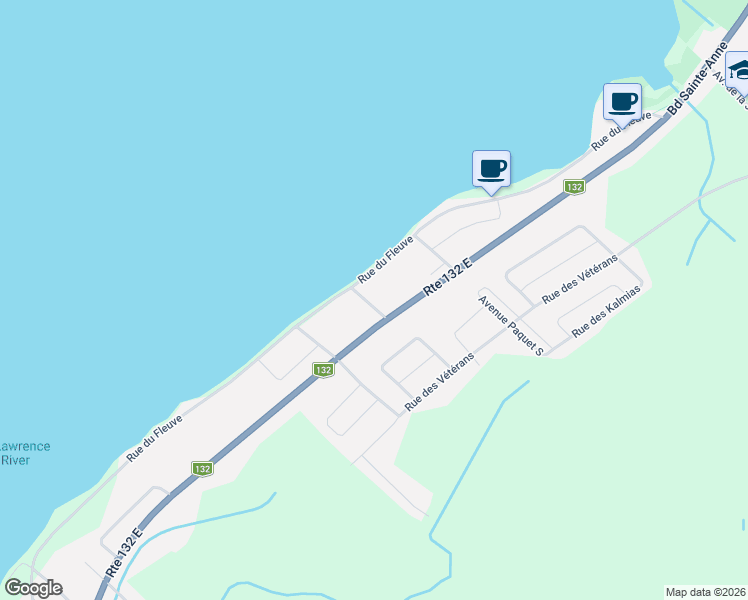map of restaurants, bars, coffee shops, grocery stores, and more near 235 Avenue Drewitt in Rimouski