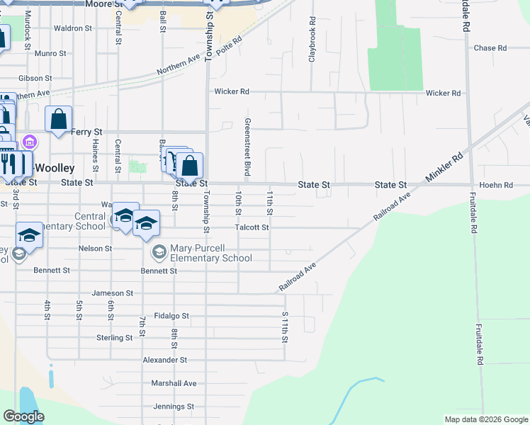 map of restaurants, bars, coffee shops, grocery stores, and more near 1020 Warner Street in Sedro-Woolley