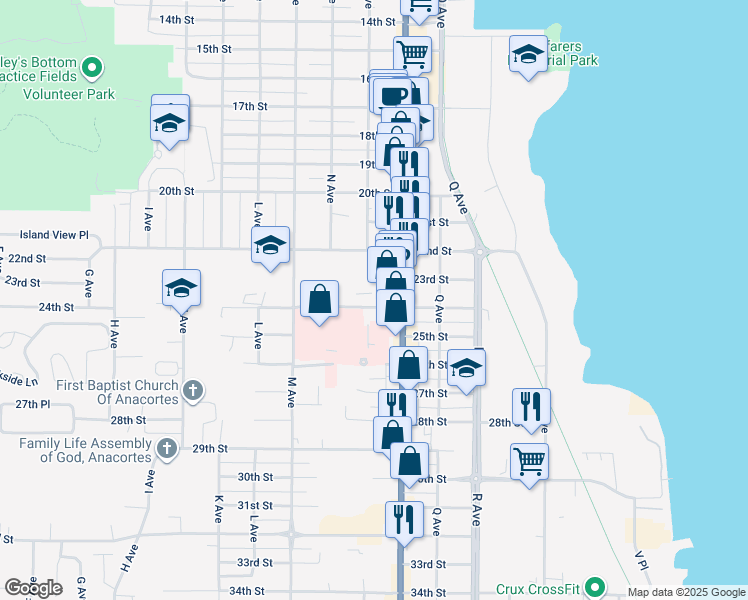 map of restaurants, bars, coffee shops, grocery stores, and more near in Anacortes