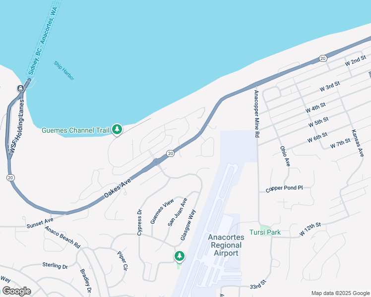 map of restaurants, bars, coffee shops, grocery stores, and more near 1311 Mariners Place in Anacortes