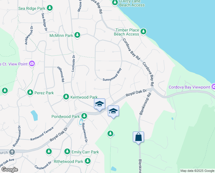 map of restaurants, bars, coffee shops, grocery stores, and more near 4686 McMorran Way in Victoria