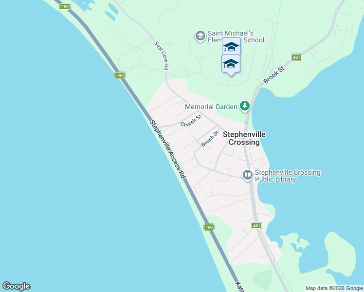 map of restaurants, bars, coffee shops, grocery stores, and more near 12 Queen Street Extension in Stephenville Crossing