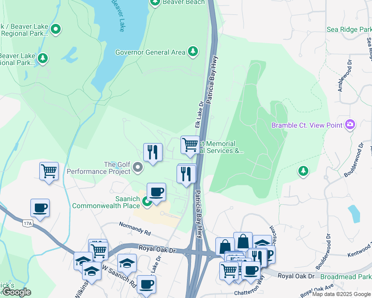 map of restaurants, bars, coffee shops, grocery stores, and more near 490 Marsett Place in Victoria