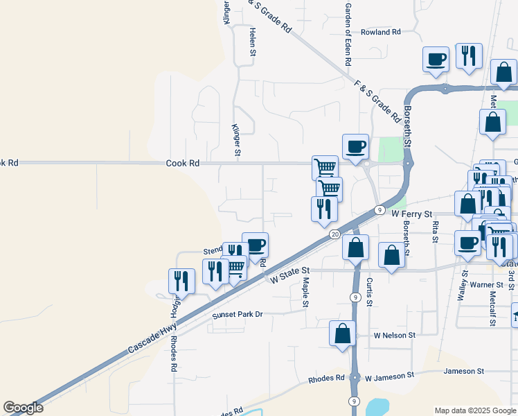 map of restaurants, bars, coffee shops, grocery stores, and more near 712 Trail Road in Sedro-Woolley