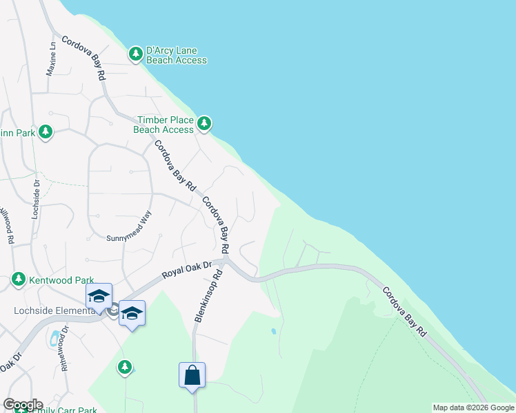 map of restaurants, bars, coffee shops, grocery stores, and more near 4743 Carloss Place in Victoria