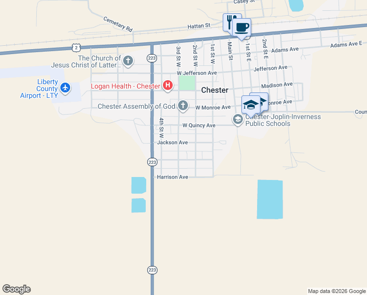 map of restaurants, bars, coffee shops, grocery stores, and more near 238 Van Buren Avenue in Chester