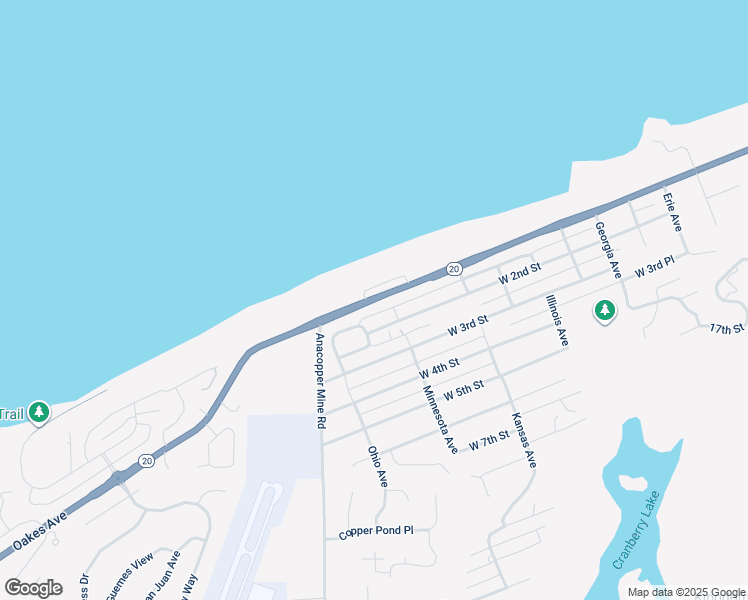 map of restaurants, bars, coffee shops, grocery stores, and more near Oakes Avenue in Anacortes