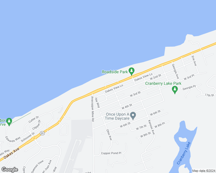 map of restaurants, bars, coffee shops, grocery stores, and more near 3899 Oakes Avenue in Anacortes