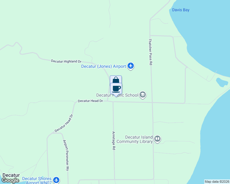 map of restaurants, bars, coffee shops, grocery stores, and more near 641 Decatur Head Drive in Anacortes
