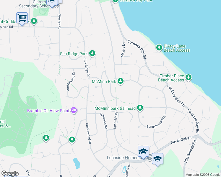 map of restaurants, bars, coffee shops, grocery stores, and more near 990 Seapearl Place in Victoria