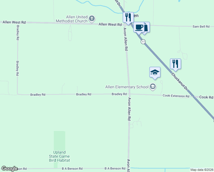 map of restaurants, bars, coffee shops, grocery stores, and more near 16879 Bradley Rd in Skagit