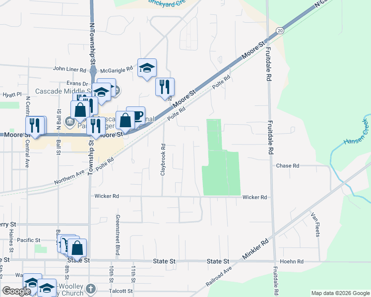 map of restaurants, bars, coffee shops, grocery stores, and more near 24443 Wicker Road in Sedro-Woolley