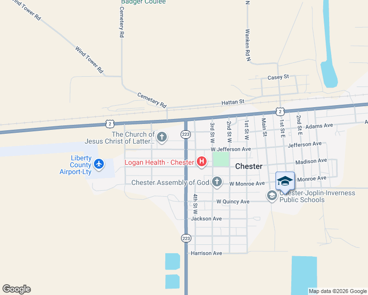 map of restaurants, bars, coffee shops, grocery stores, and more near 211 5th Street West in Chester
