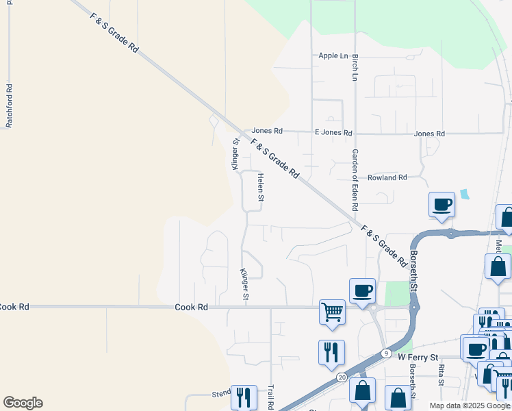 map of restaurants, bars, coffee shops, grocery stores, and more near 356 Helen Street in Sedro-Woolley