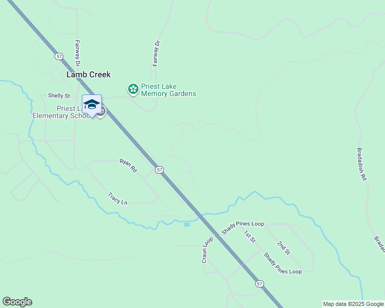map of restaurants, bars, coffee shops, grocery stores, and more near 93 Jacob Drive in Priest Lake