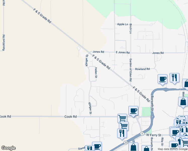 map of restaurants, bars, coffee shops, grocery stores, and more near 324 Helen Street in Sedro-Woolley
