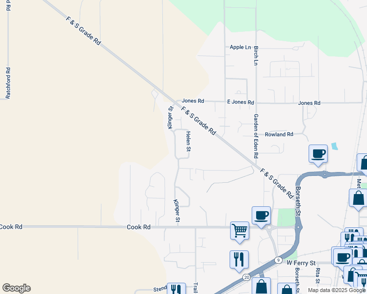 map of restaurants, bars, coffee shops, grocery stores, and more near 326 Helen Street in Sedro-Woolley