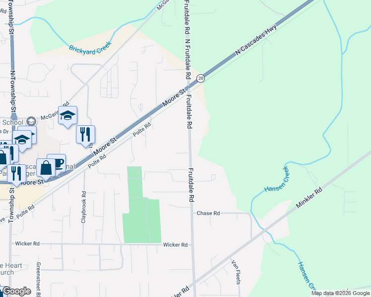 map of restaurants, bars, coffee shops, grocery stores, and more near 24665 Fair Lane in Sedro-Woolley