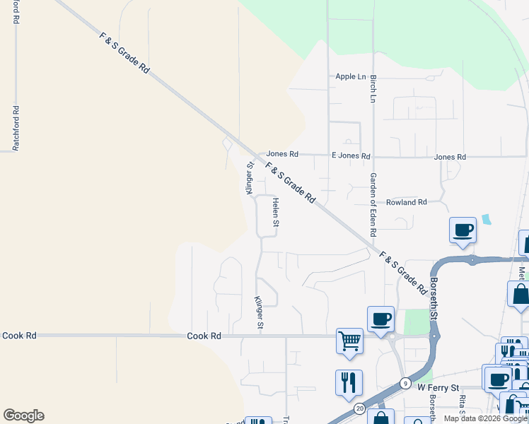 map of restaurants, bars, coffee shops, grocery stores, and more near 298 Helen Street in Sedro-Woolley