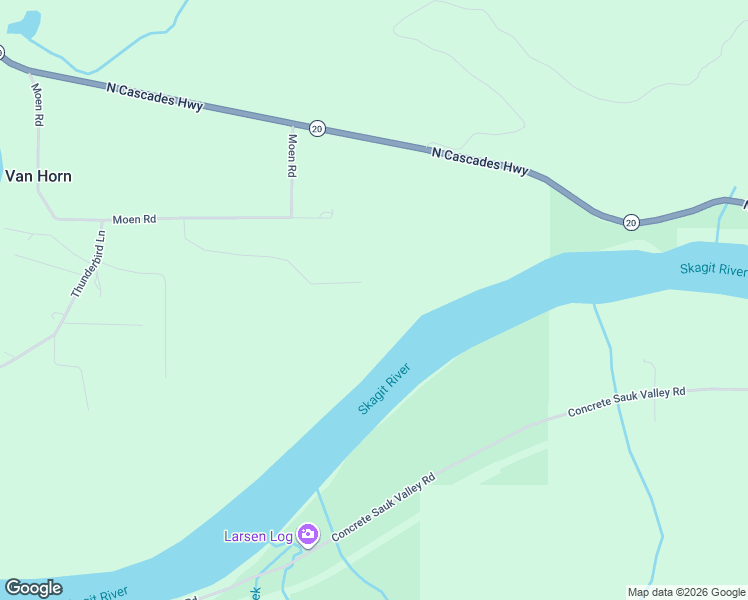 map of restaurants, bars, coffee shops, grocery stores, and more near 48410 Yeager Road in Concrete