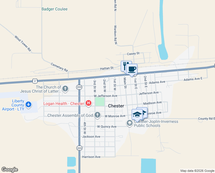 map of restaurants, bars, coffee shops, grocery stores, and more near 109 Washington Avenue in Chester