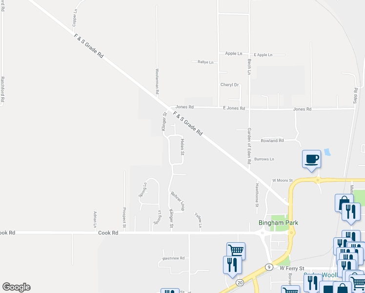 map of restaurants, bars, coffee shops, grocery stores, and more near 338 Helen Street in Sedro-Woolley