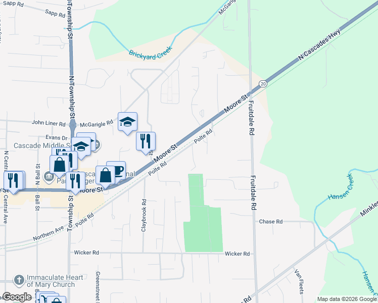 map of restaurants, bars, coffee shops, grocery stores, and more near 24444 Polte Road in Sedro-Woolley