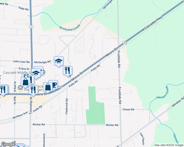 map of restaurants, bars, coffee shops, grocery stores, and more near 9101 Rainbow Lane in Sedro-Woolley