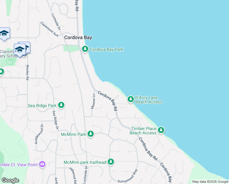 map of restaurants, bars, coffee shops, grocery stores, and more near 4901 Cordova Bay Road in Victoria