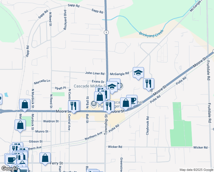 map of restaurants, bars, coffee shops, grocery stores, and more near 216 North Township Street in Sedro-Woolley