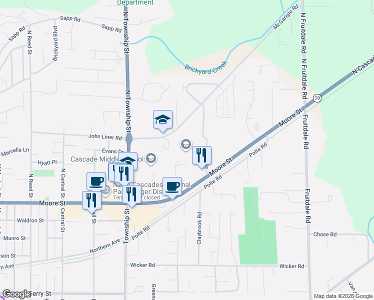 map of restaurants, bars, coffee shops, grocery stores, and more near 258 Carter Street in Sedro-Woolley