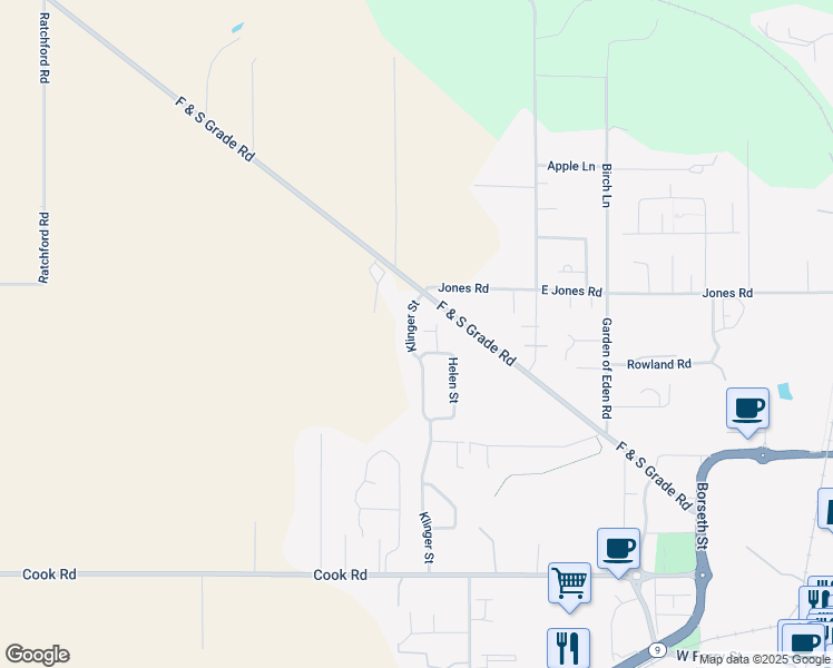 map of restaurants, bars, coffee shops, grocery stores, and more near 289 Klinger Street in Sedro-Woolley
