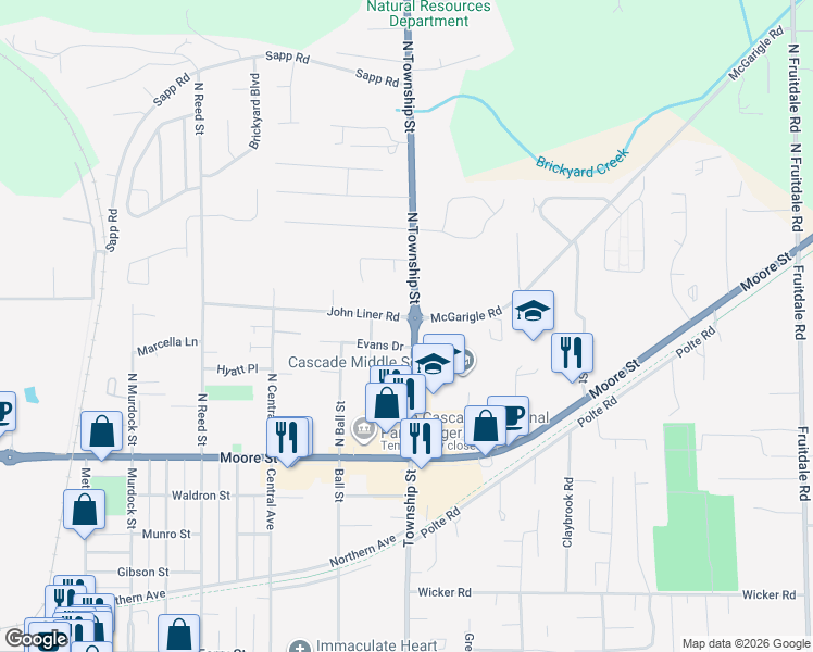 map of restaurants, bars, coffee shops, grocery stores, and more near 404 North Township Street in Sedro-Woolley
