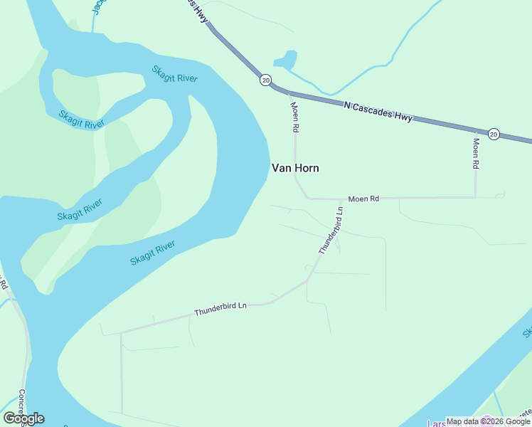 map of restaurants, bars, coffee shops, grocery stores, and more near 9040 Thunderbird Lane in Concrete